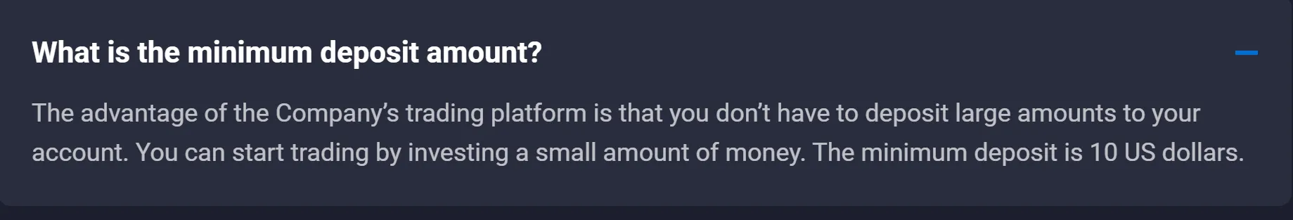 minimum deposit