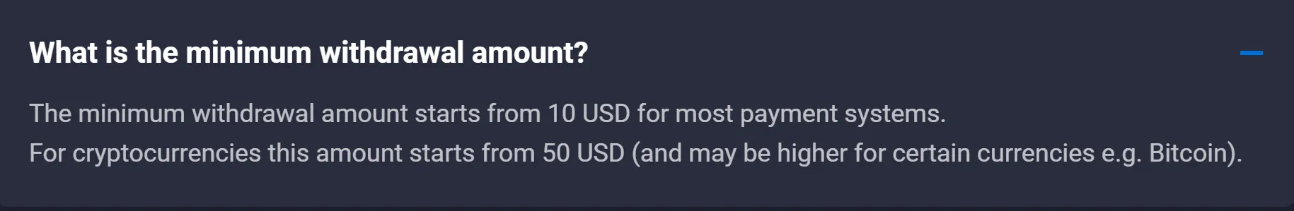 minimum deposit