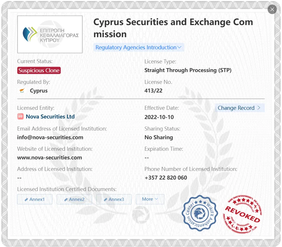 可疑克隆CySEC许可证 可疑克隆CySEC许可证