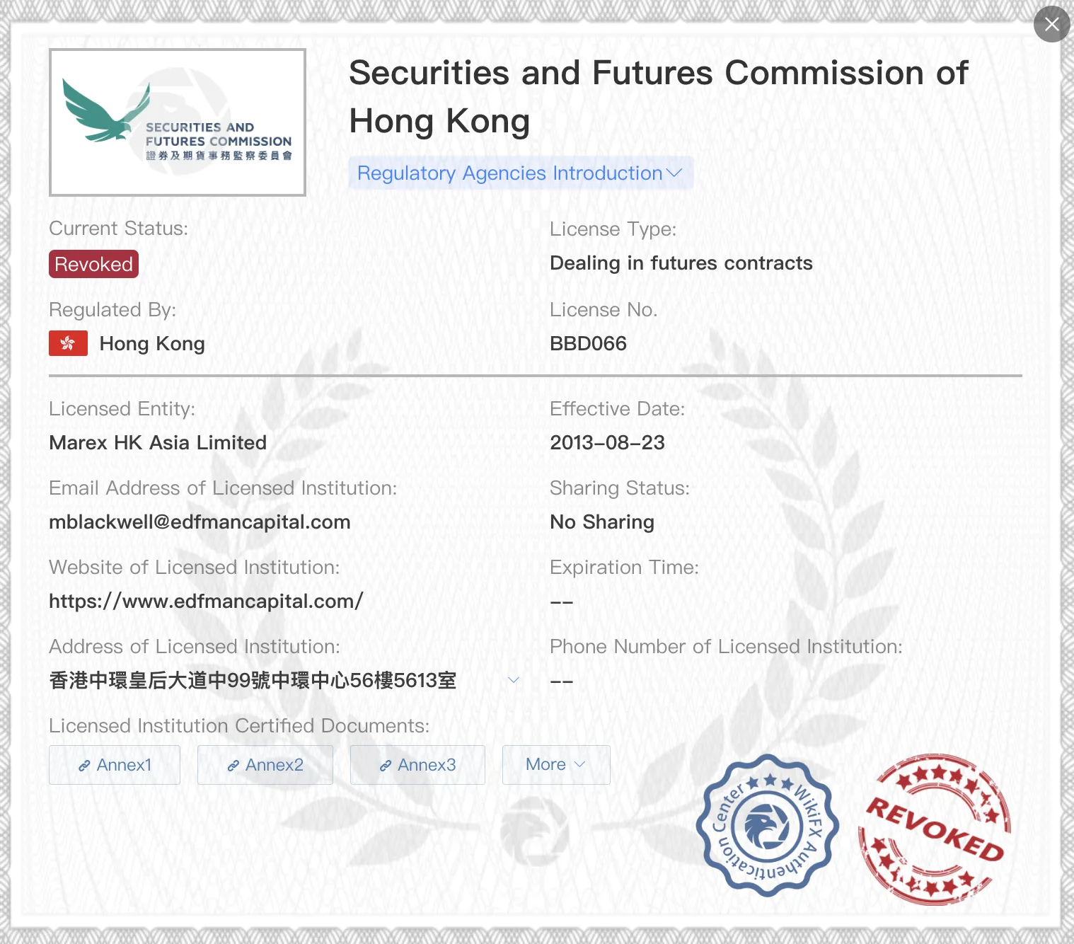 Revoked SFC license