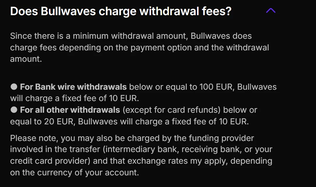 Withdrawal fee Withdrawal fee