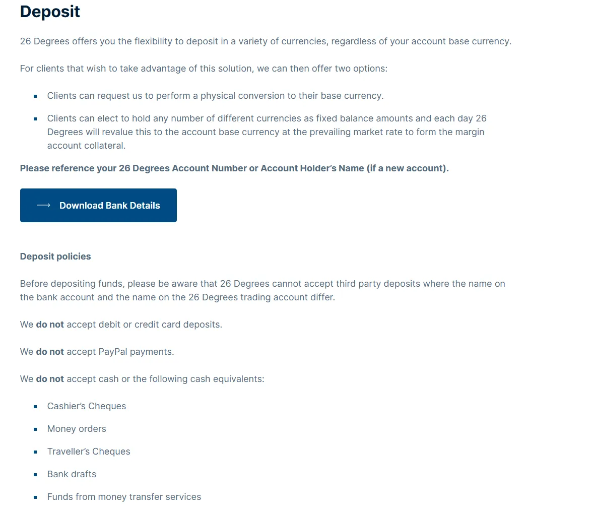 Deposit and Withdrawal Deposit and Withdrawal