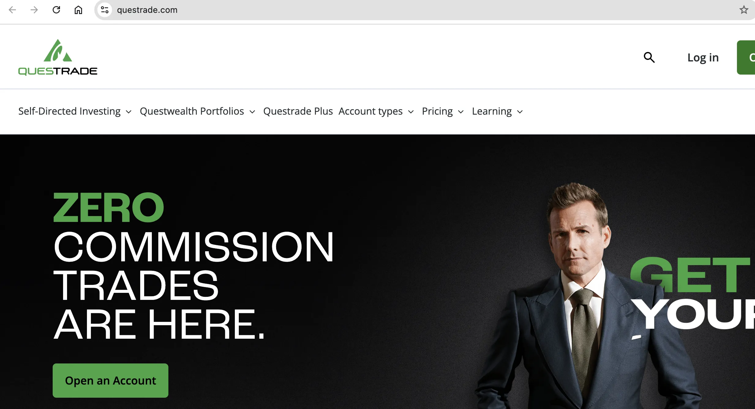Questrade's homepage