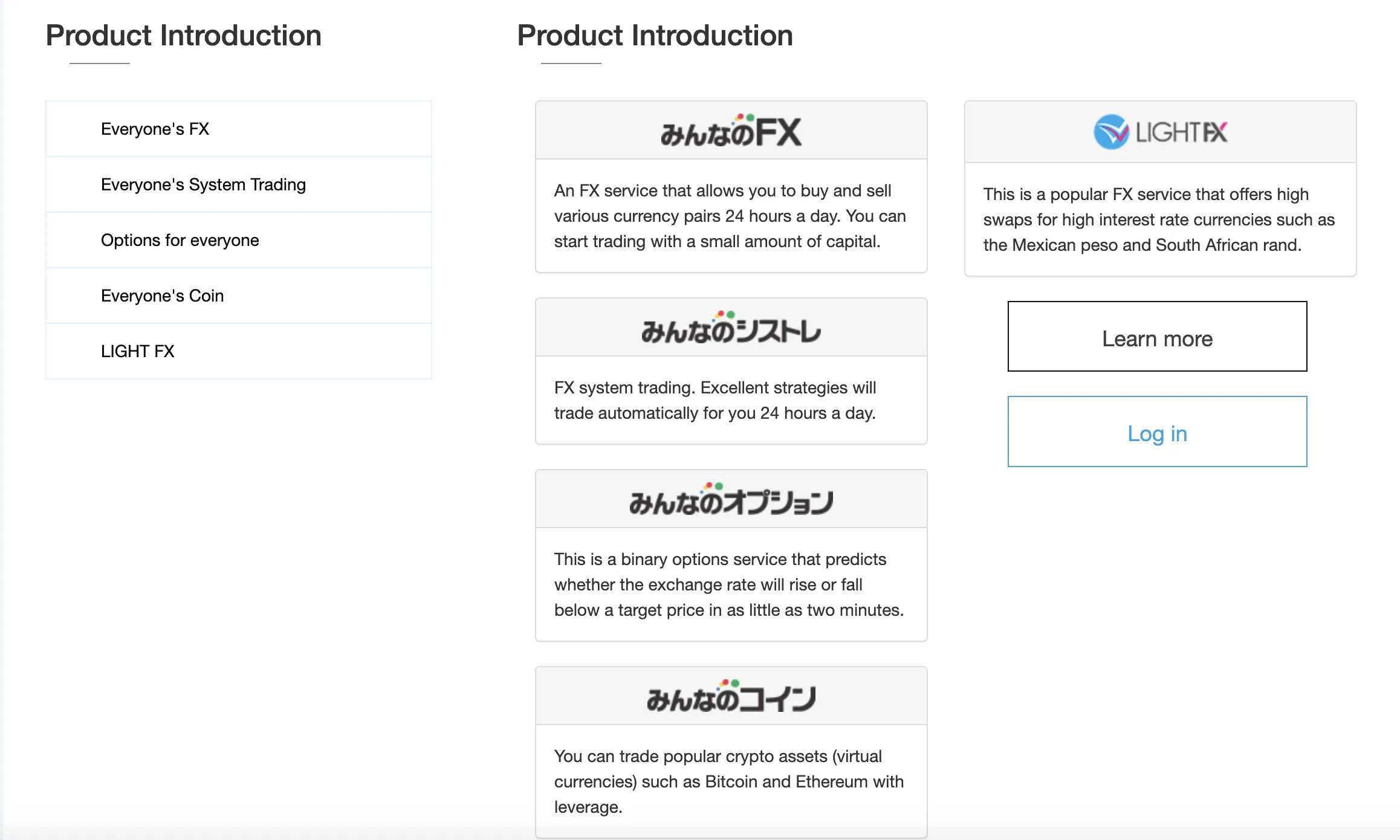 Trading products