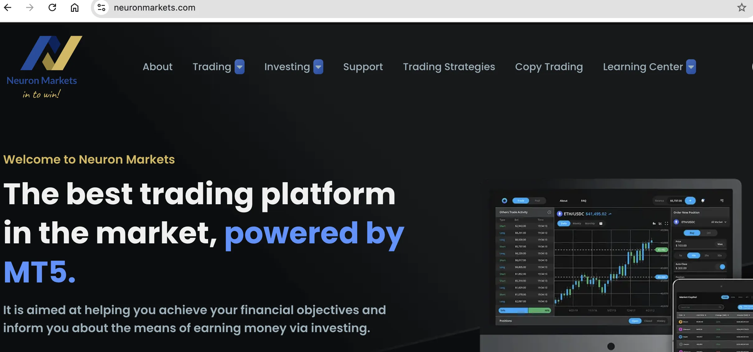 Neuron Markets' homepage Neuron Markets' homepage