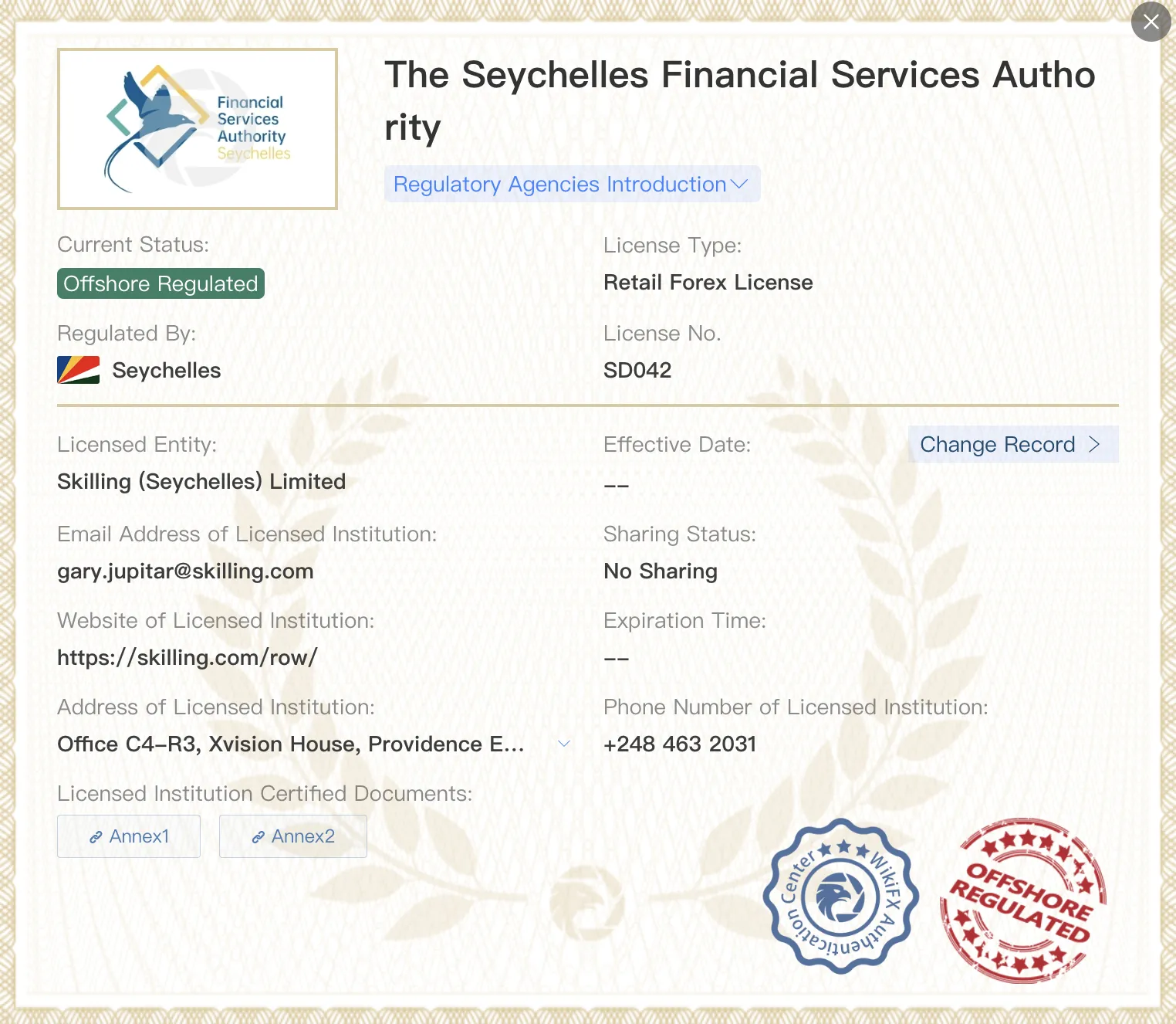 Offshore regulated by FSA Offshore regulated by FSA