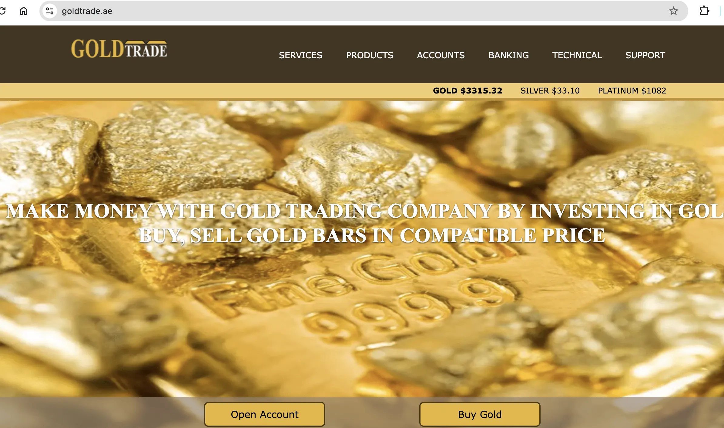 GoldTrade's homepage
