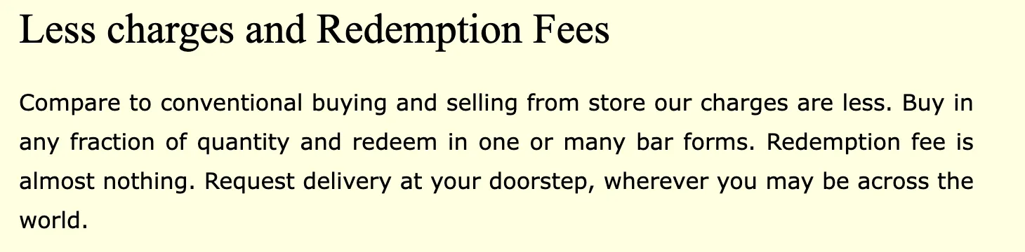 GoldTrade Fees