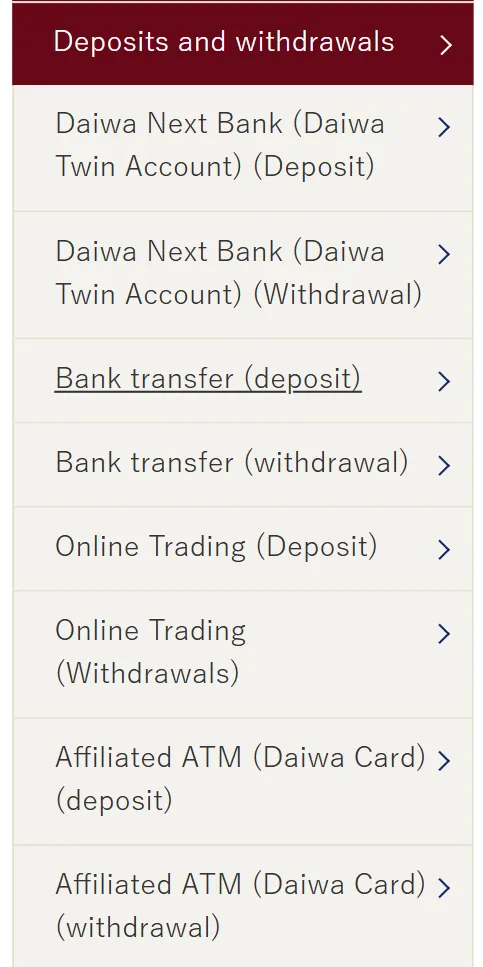 Deposit and Withdrawal