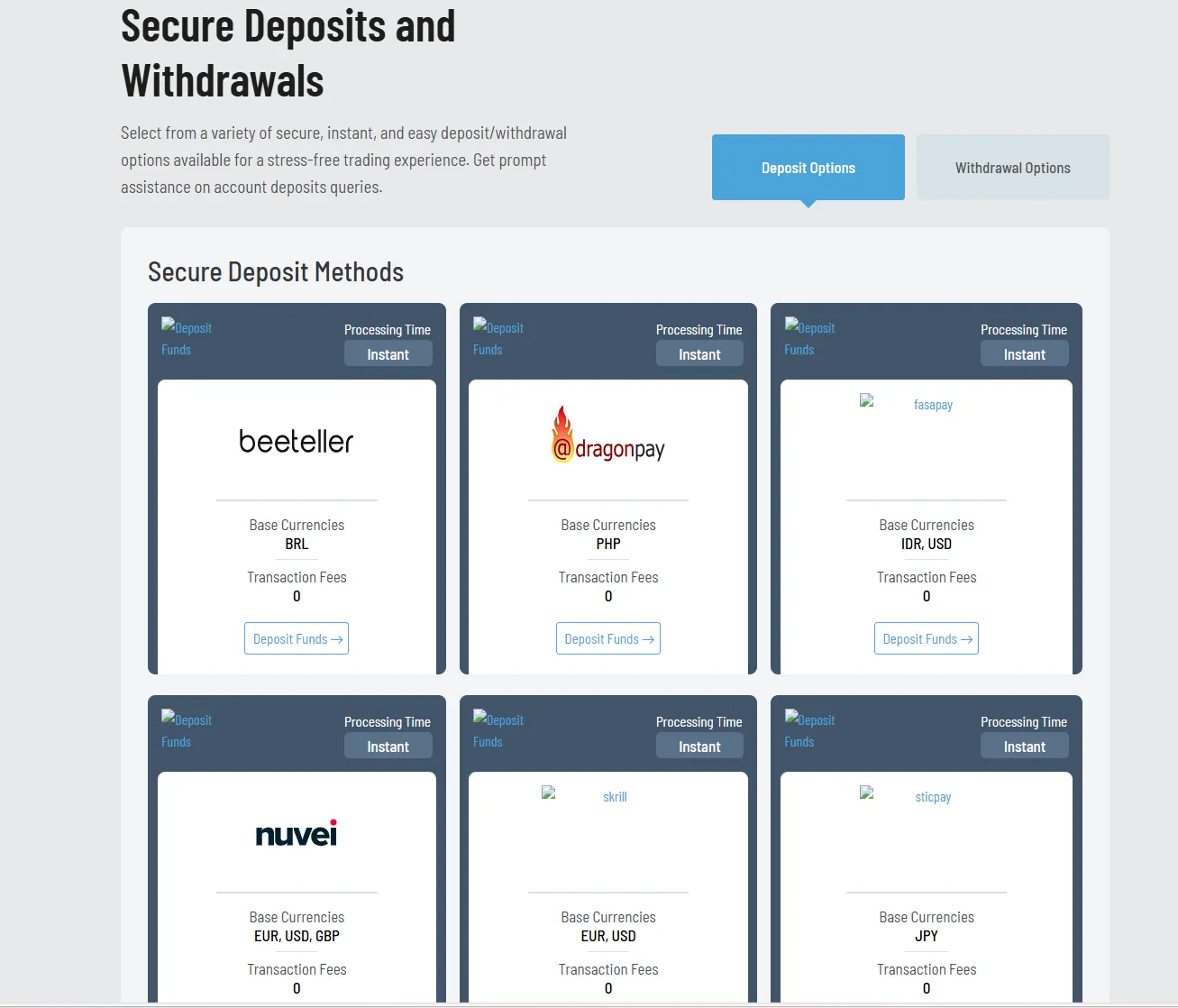 Deposit and Withdrawal