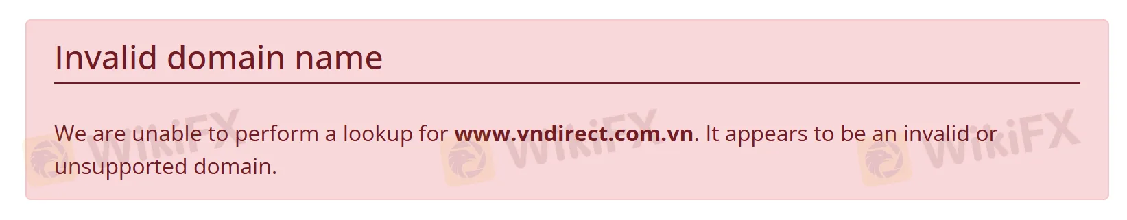 Invalid domain information