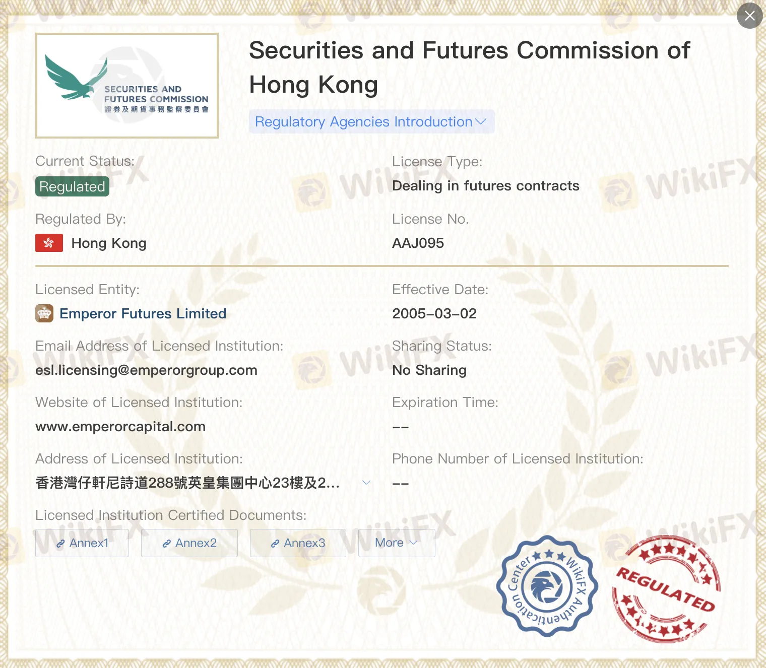 Regulated by SFC