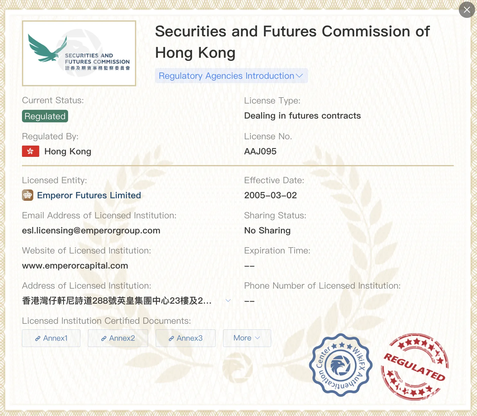Regulated by SFC