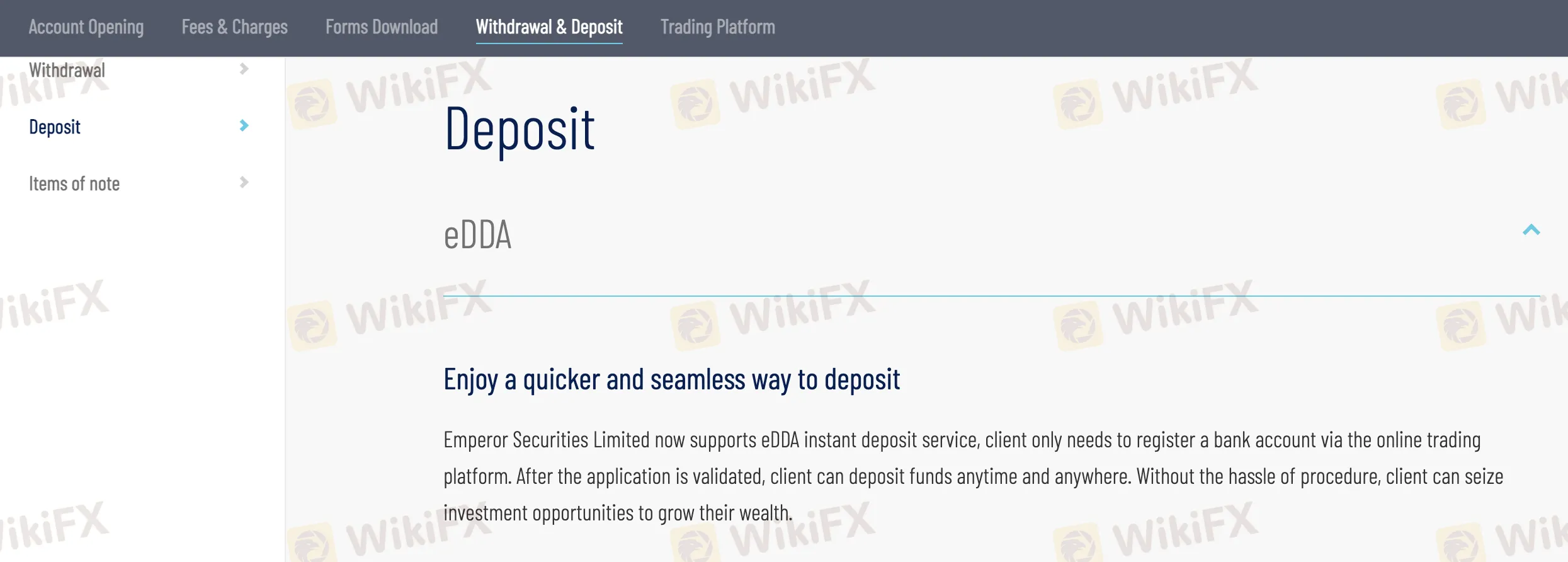 Deposit and Withdrawal