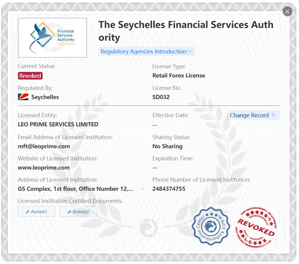 Revoked FSA license