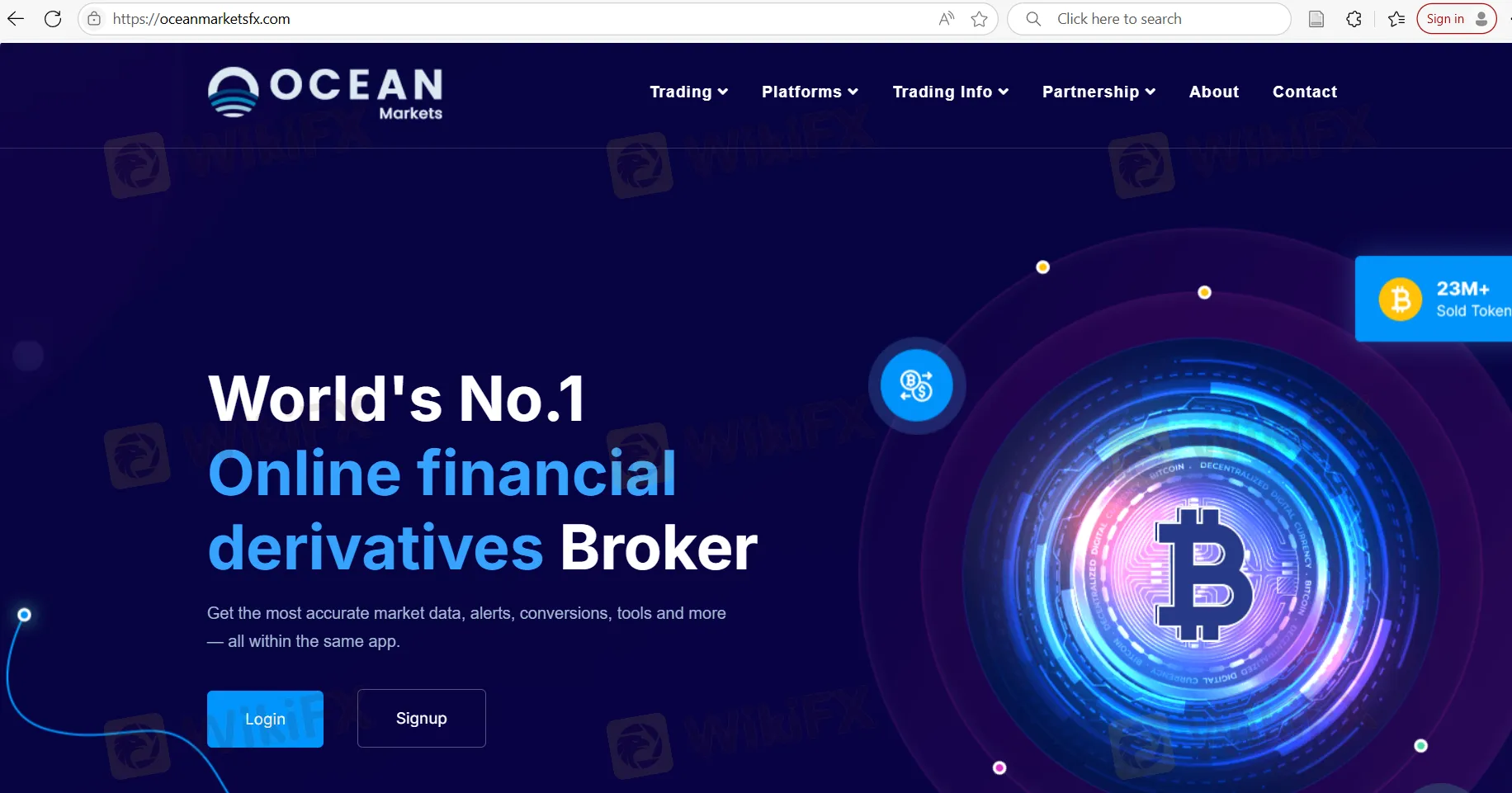 Ocean Markets' homepage
