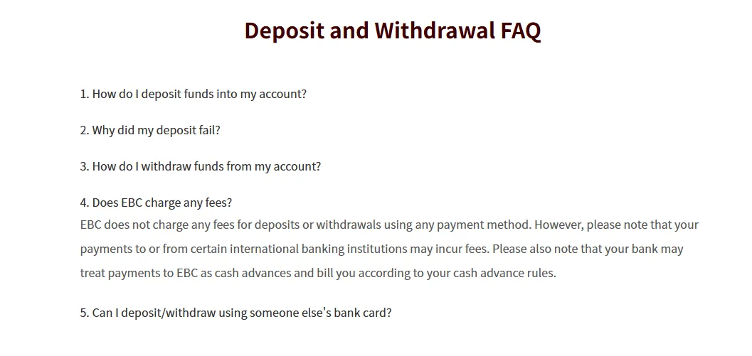 Deposit and Withdrawal