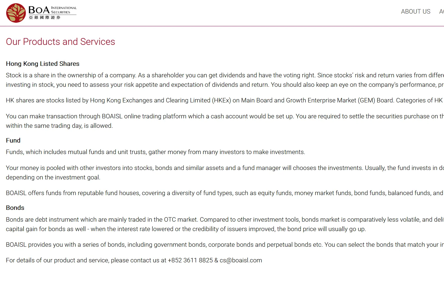 Products and Services