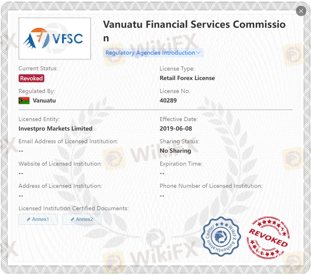 Revoked VFSC license