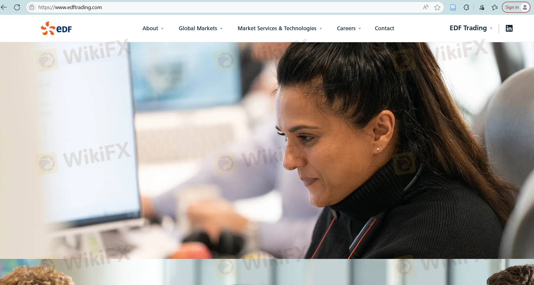 EDF Trading's homepage