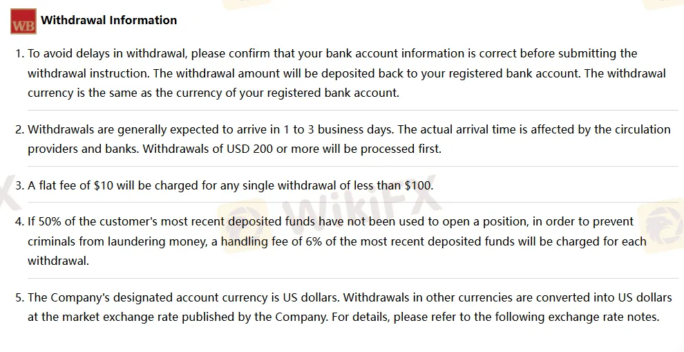 Withdrawal information
