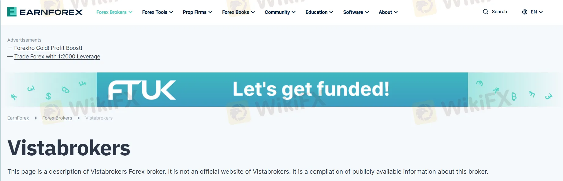 Vistabrokers' homepage