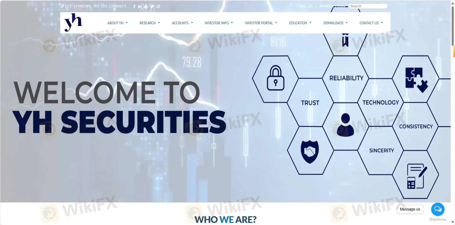 Y.H. Securities' homepage