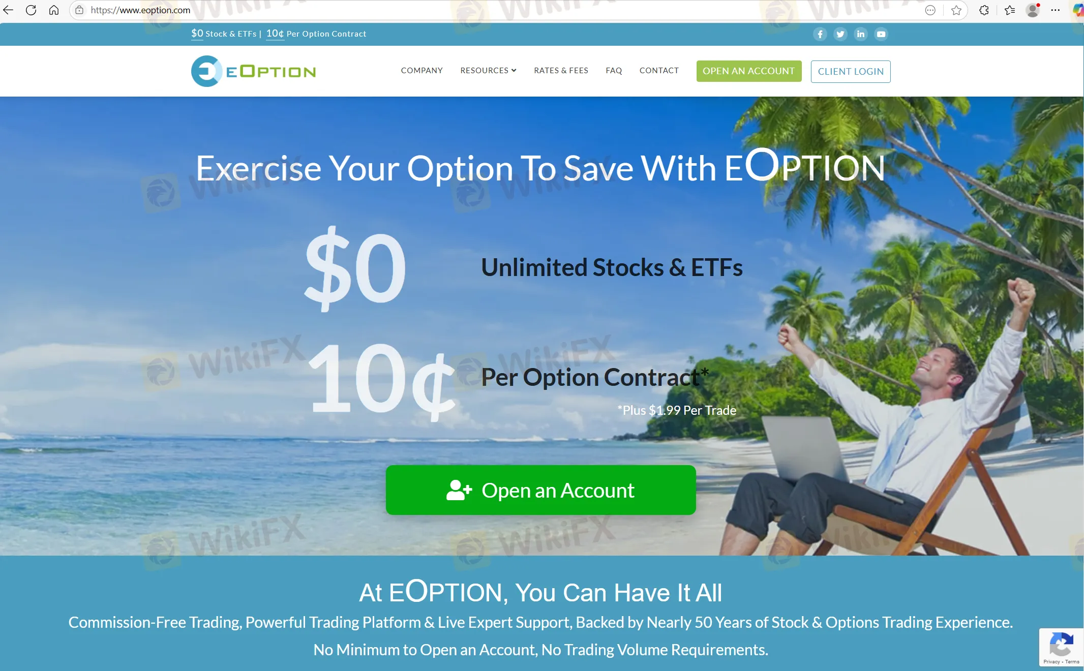eOption's homepage