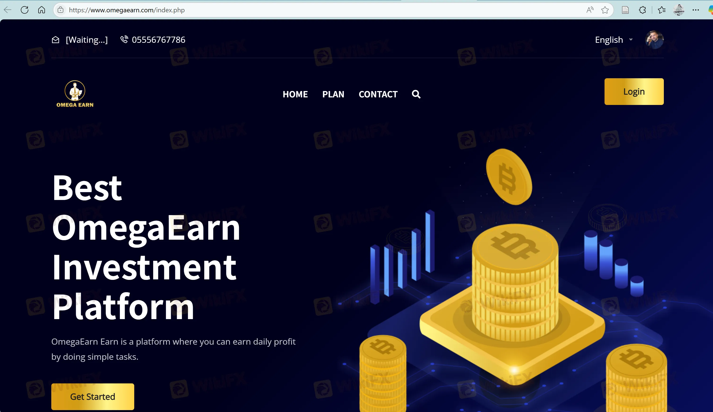 Omega Earn's homepage