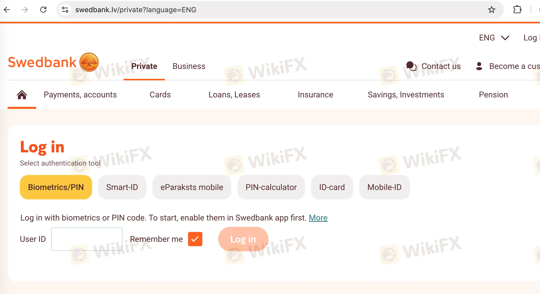 Swedbank's homepage