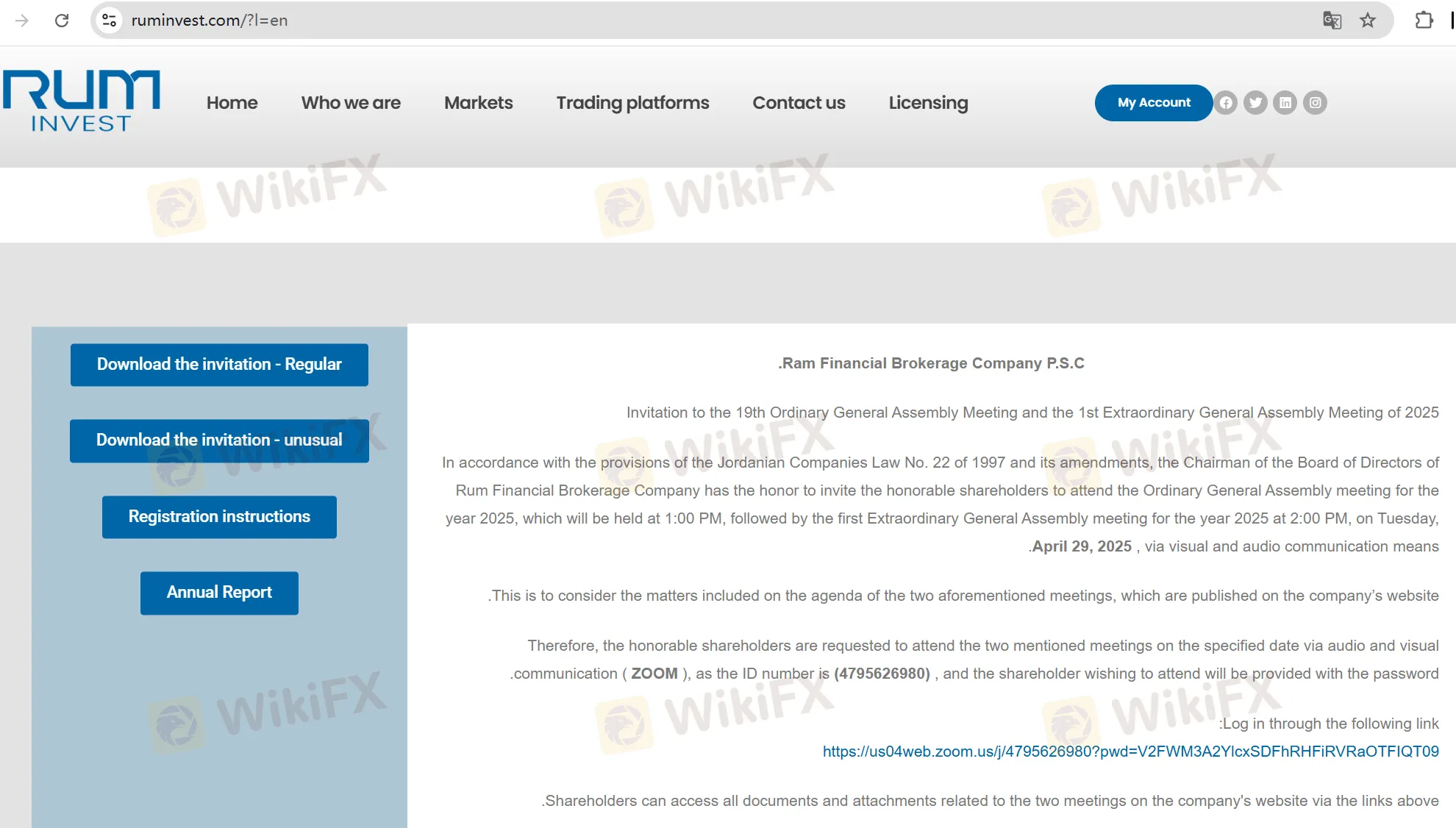 Rum Invest's homepage