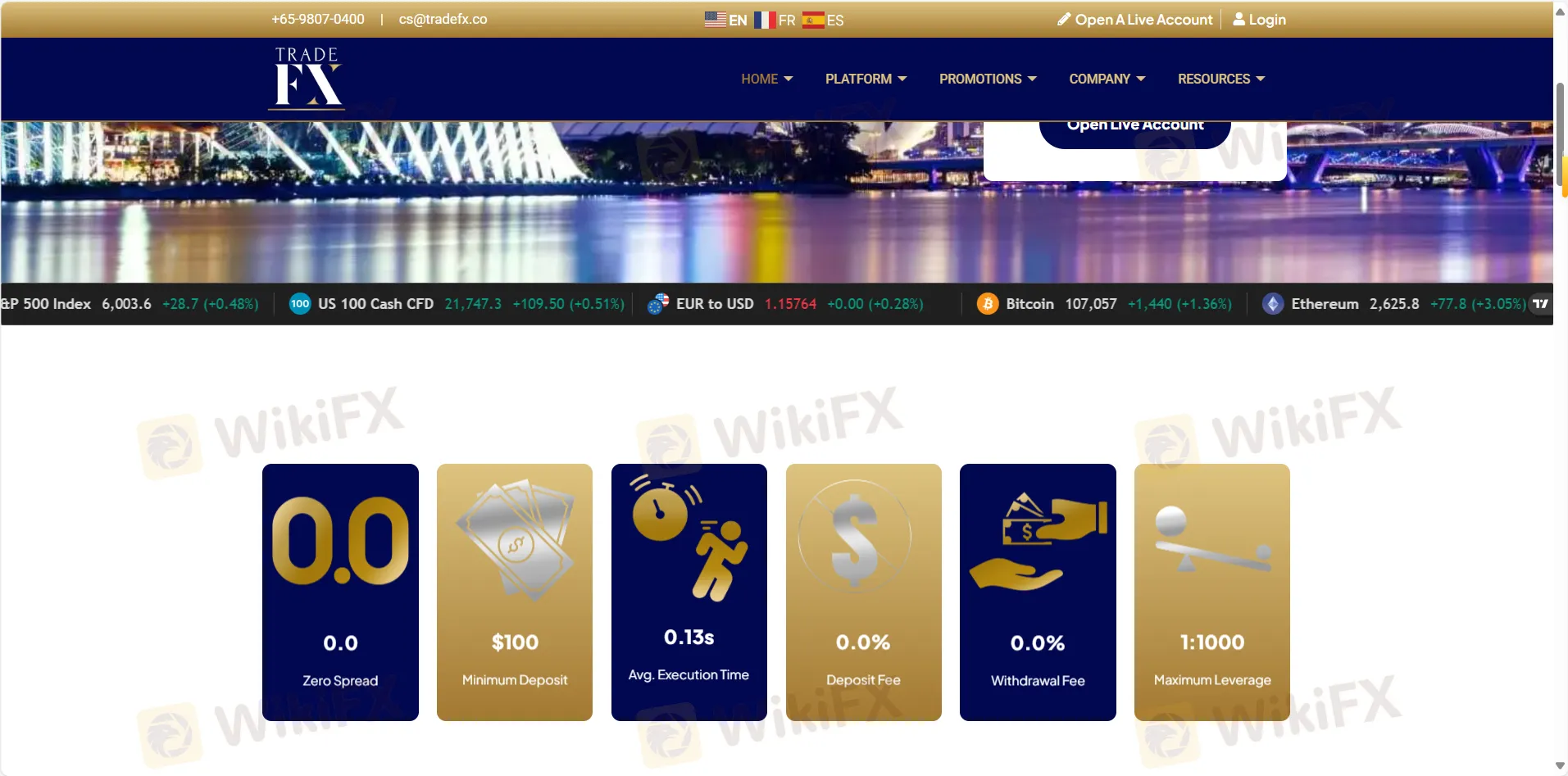 TradeFx's homepage