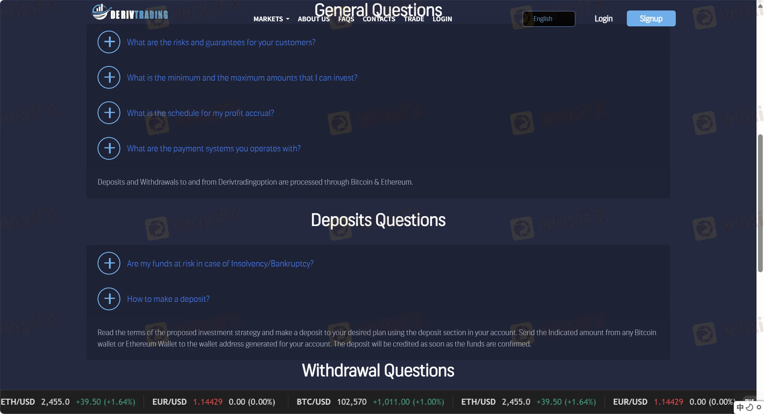 Deposit and Withdrawal