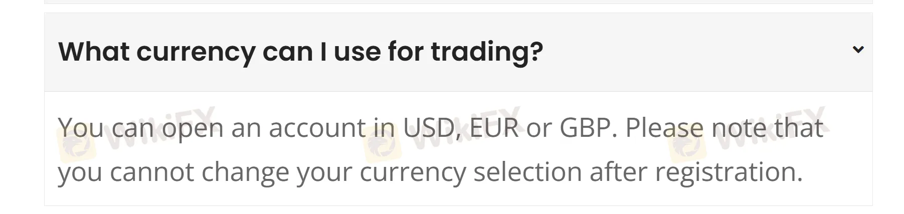 Accepted currencies
