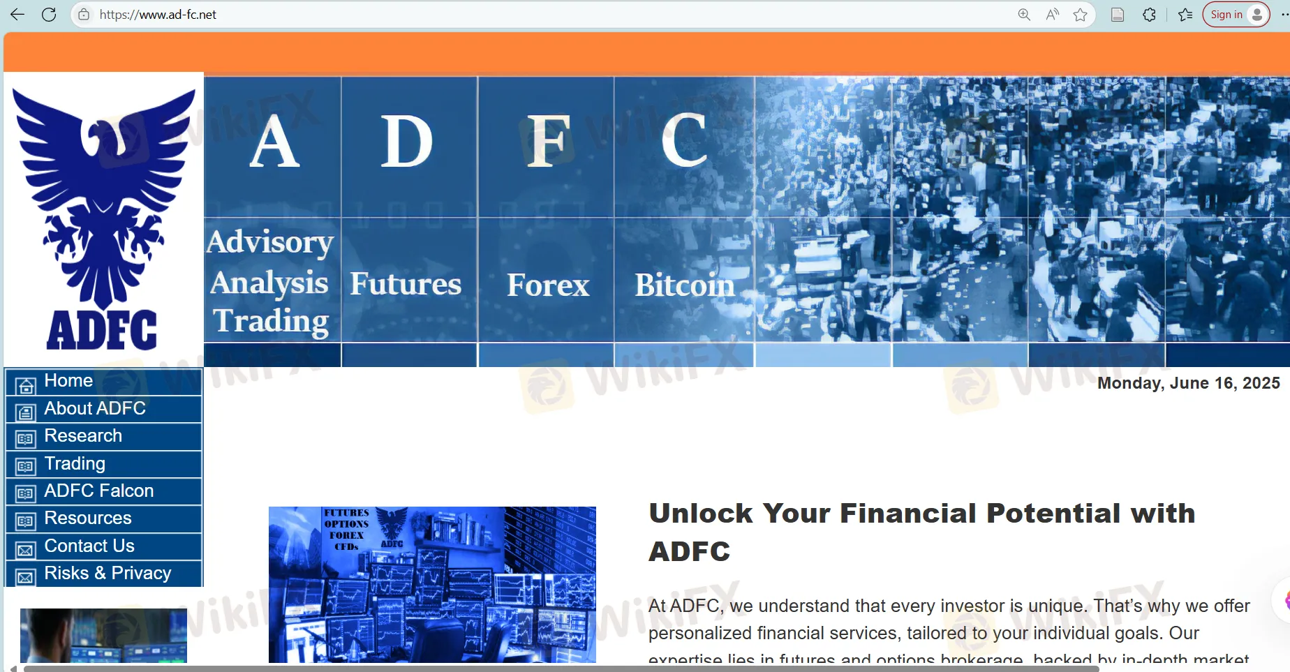 ADFC's homepage