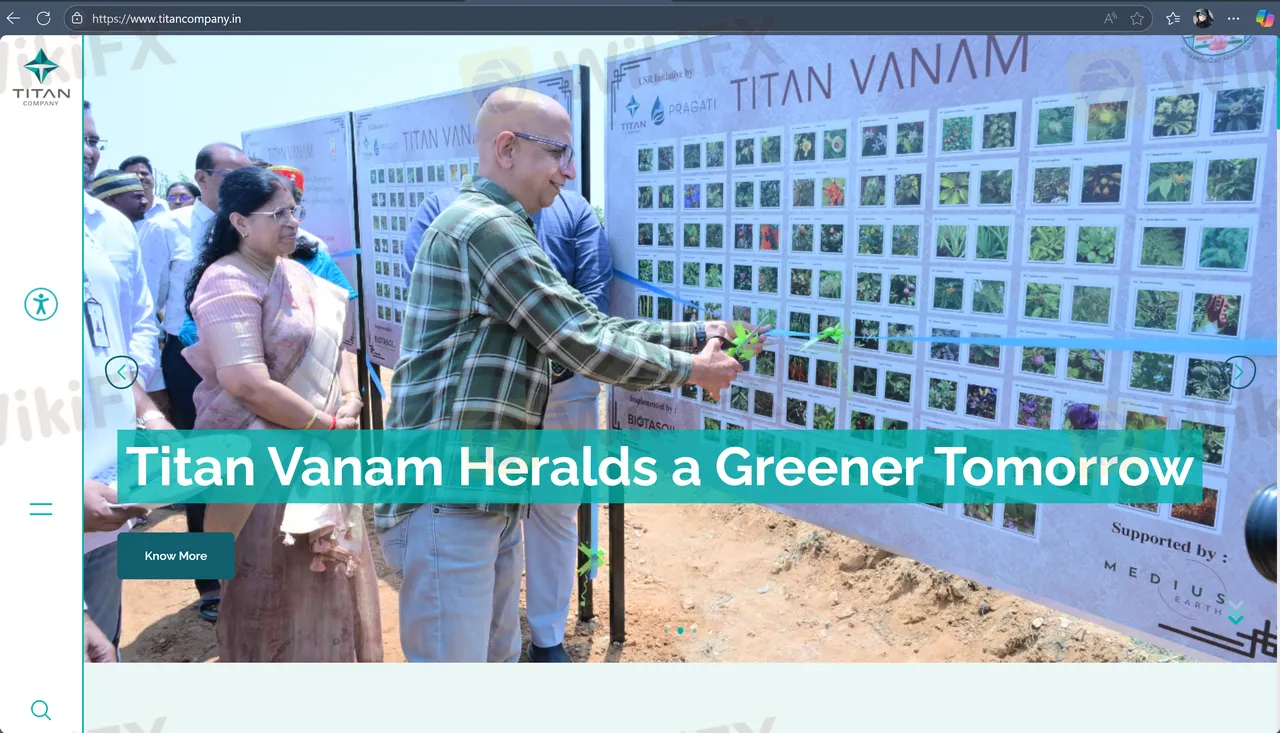 Titan Company's homepage