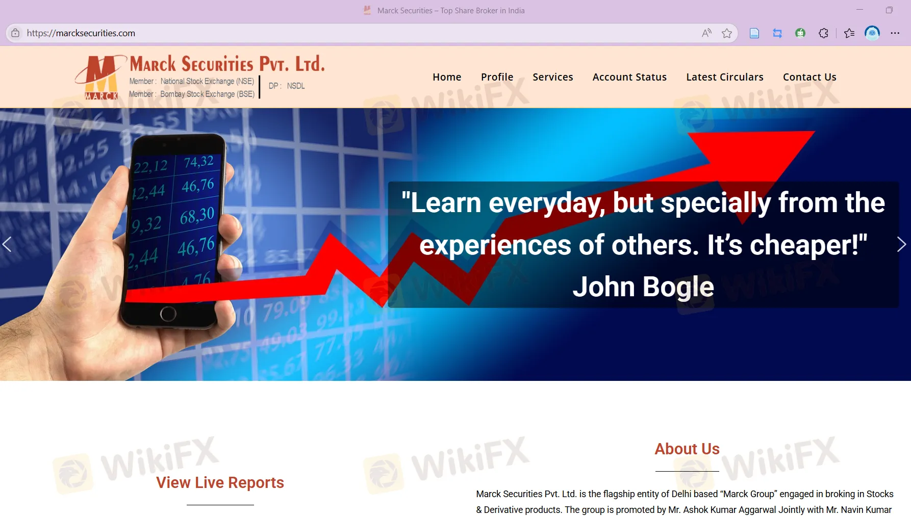 Marck Securities' homepage