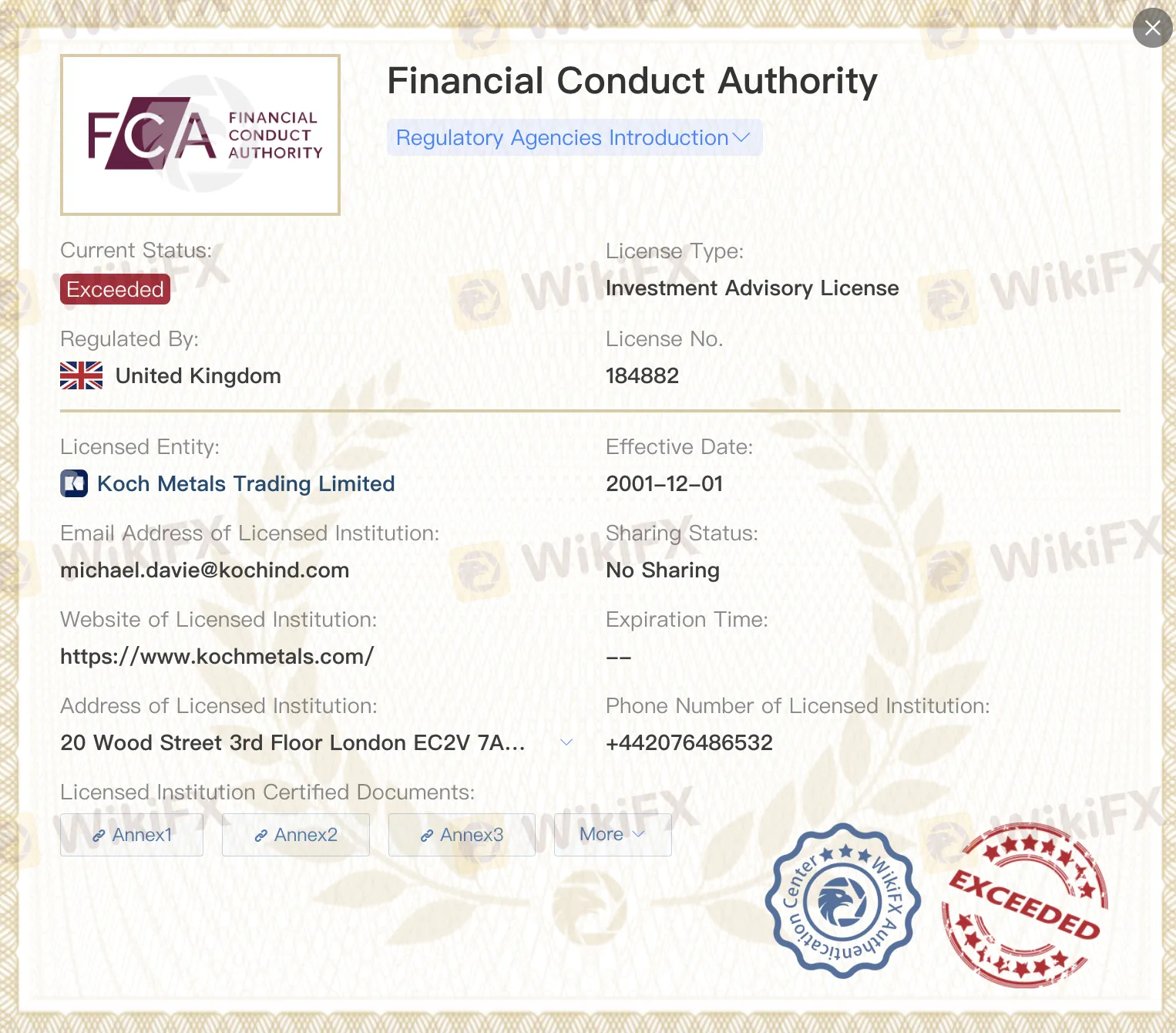 Exceeded FCA license