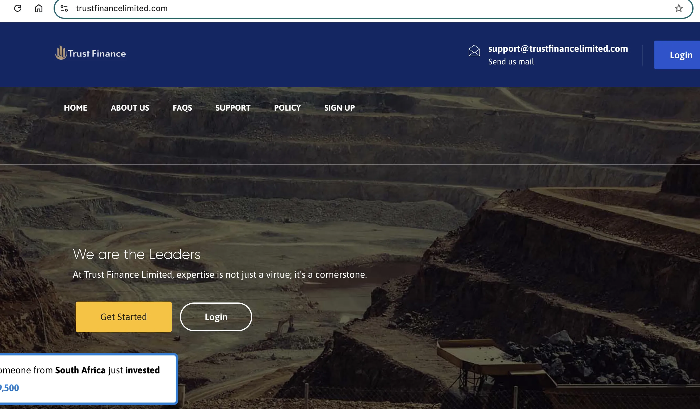 Trust Finance's homepage