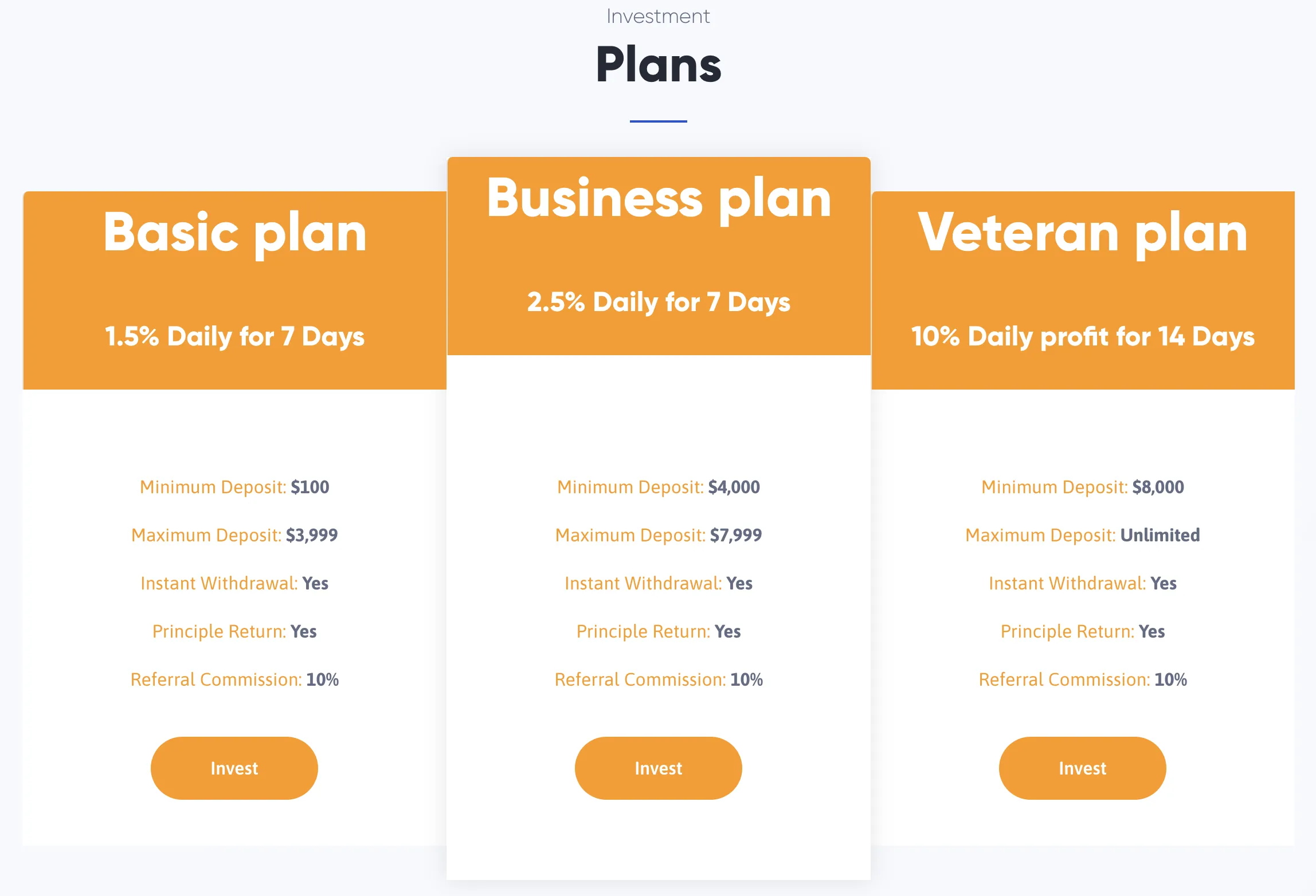 Investment plan comparison