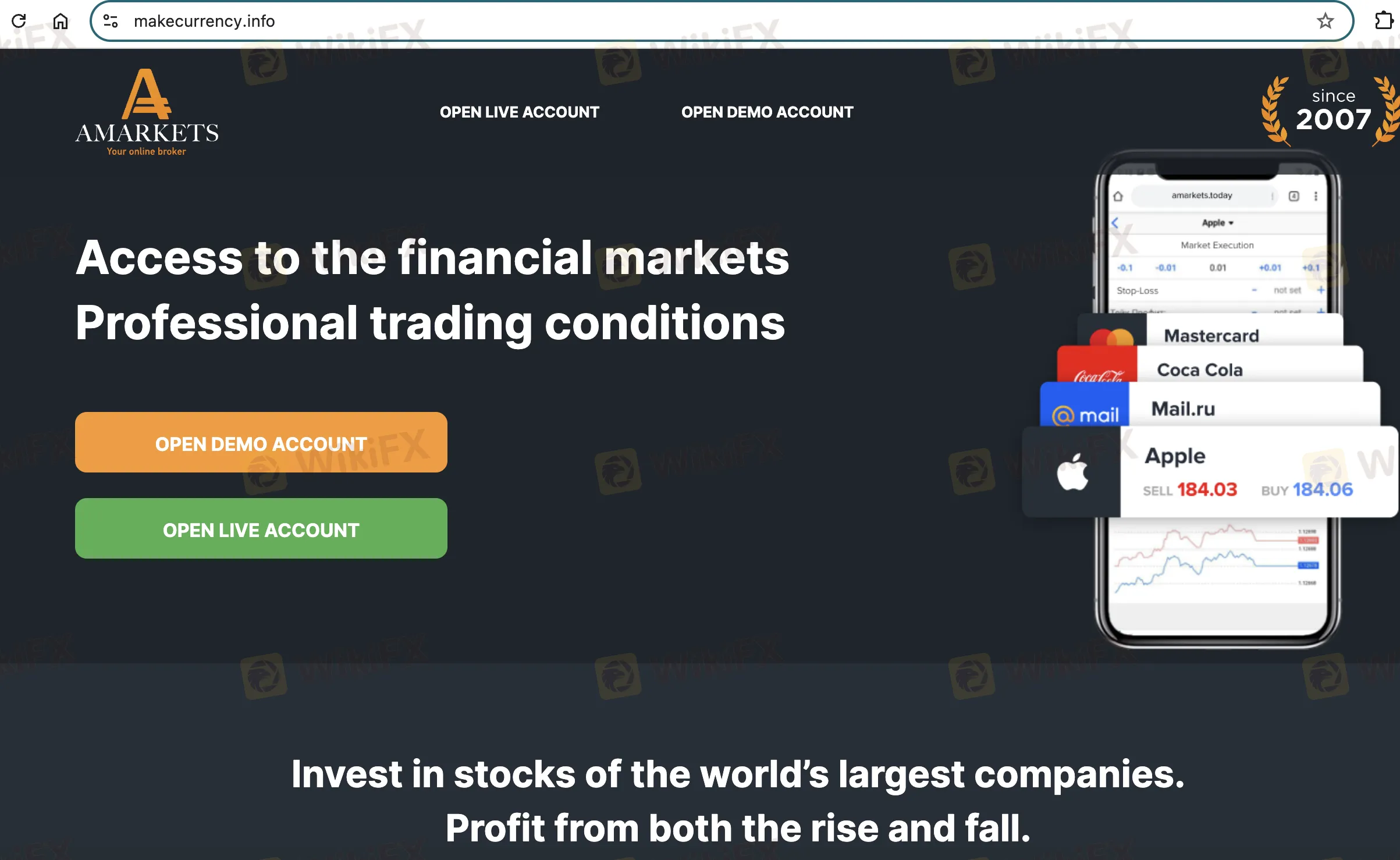 AMarkets' homepage