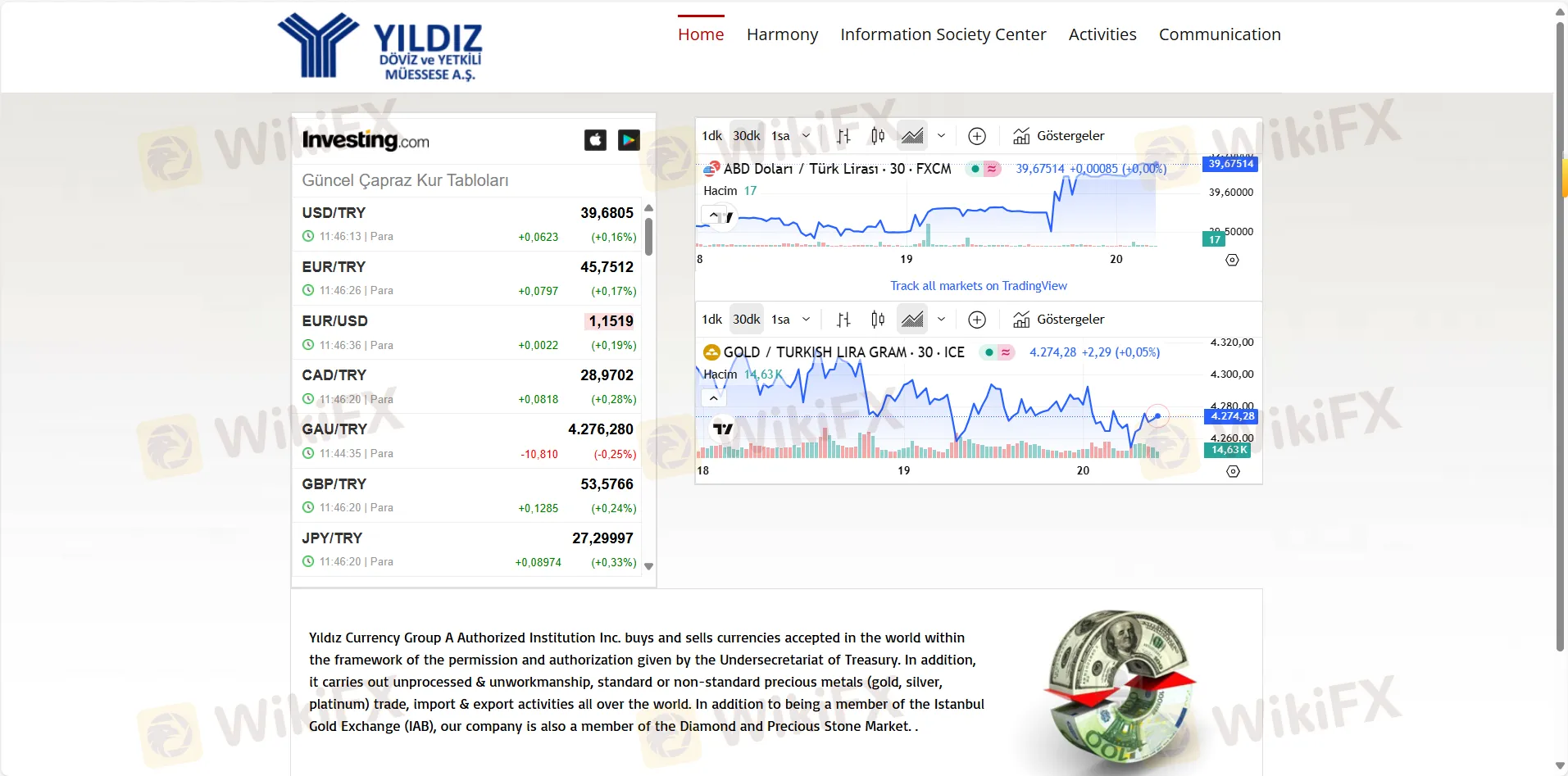 Yıldız Currency Group's homepage Yıldız Currency Group's homepage