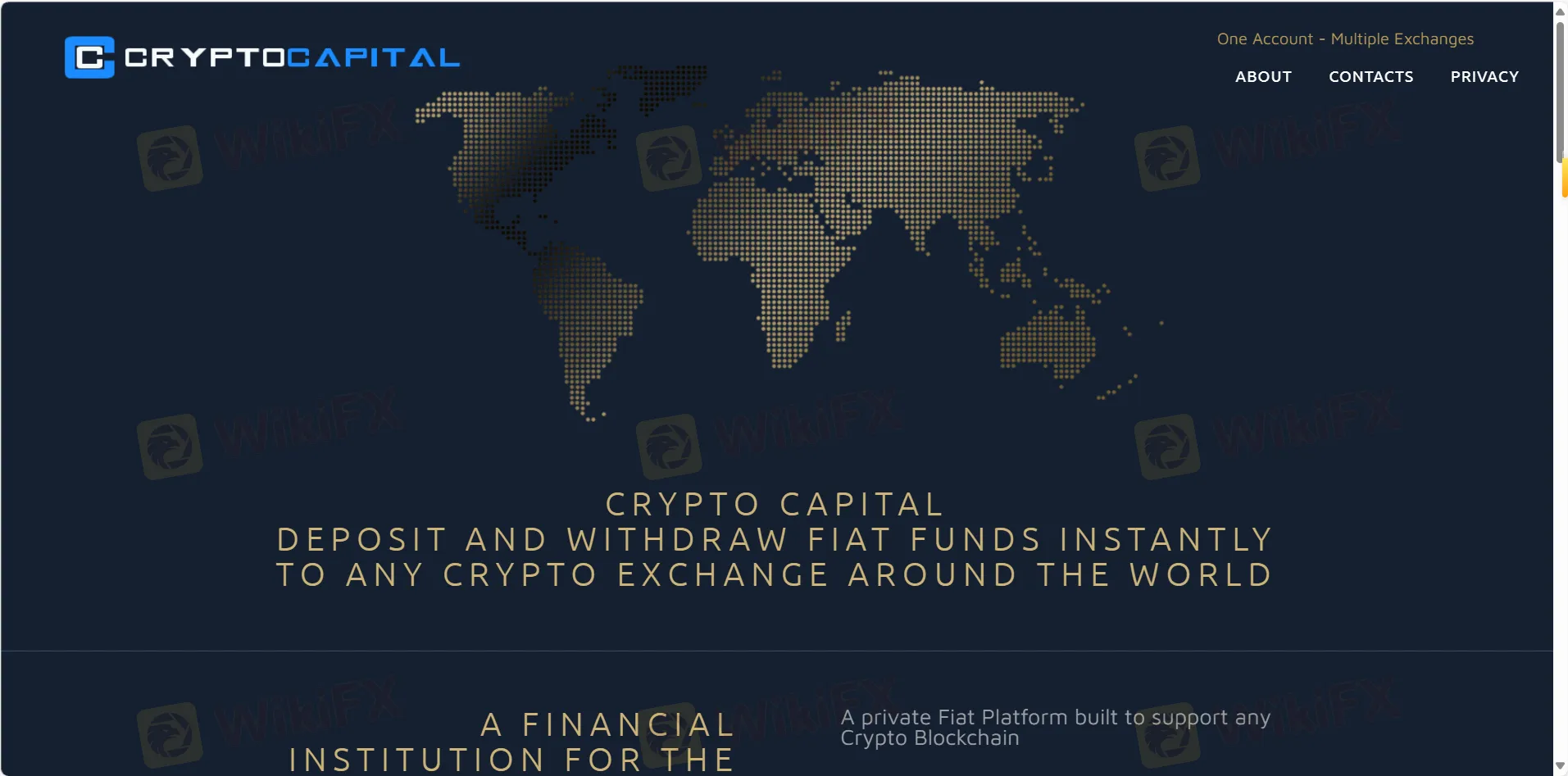 Crypto Capital's homepage