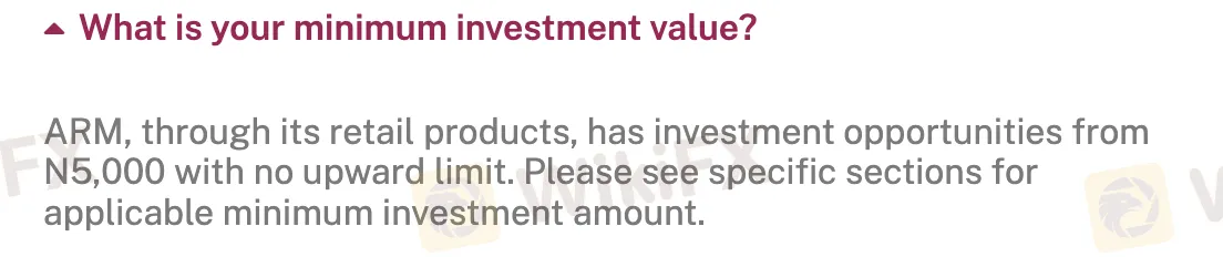 Minimum investment value