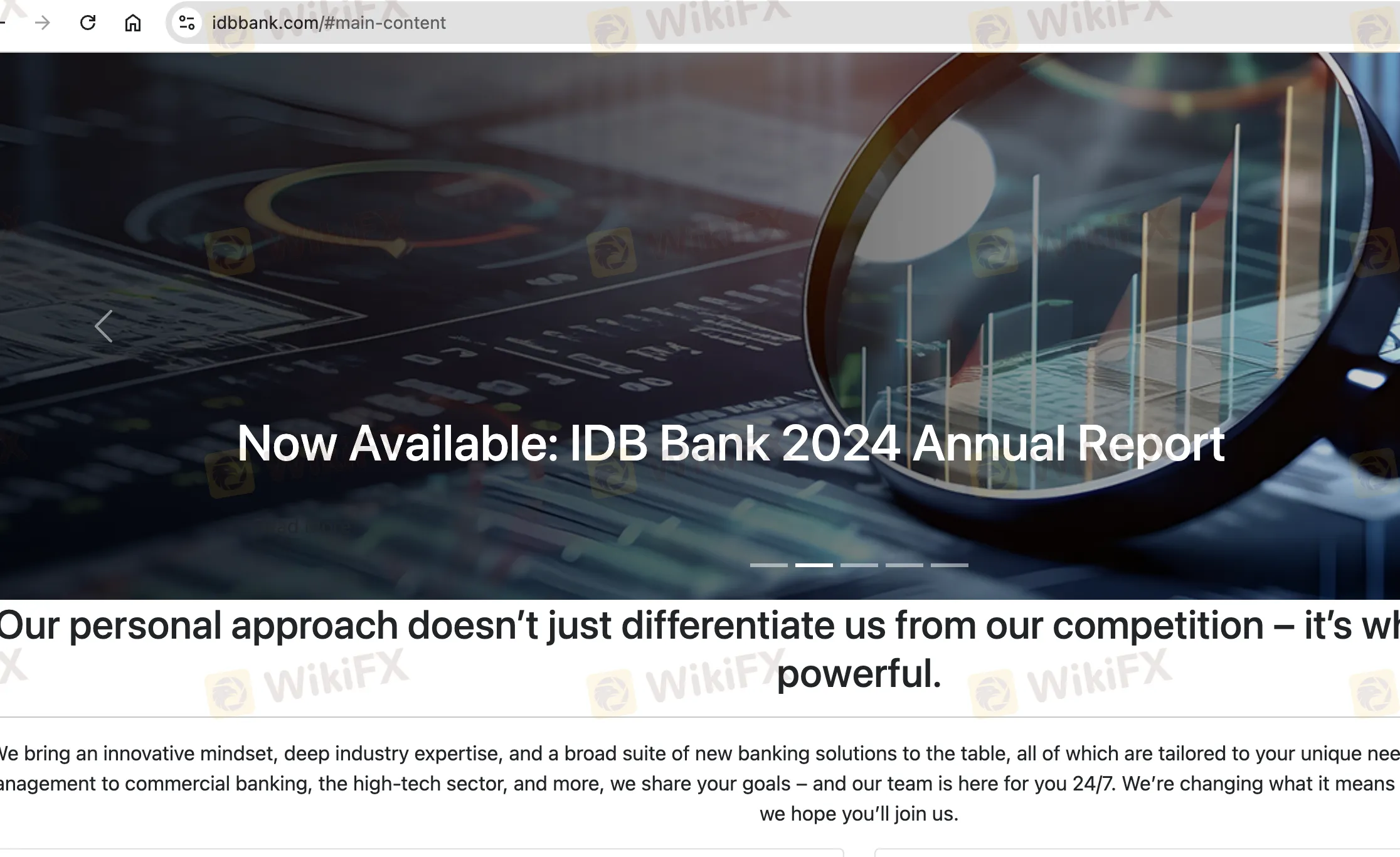 IDB Bank's homepage