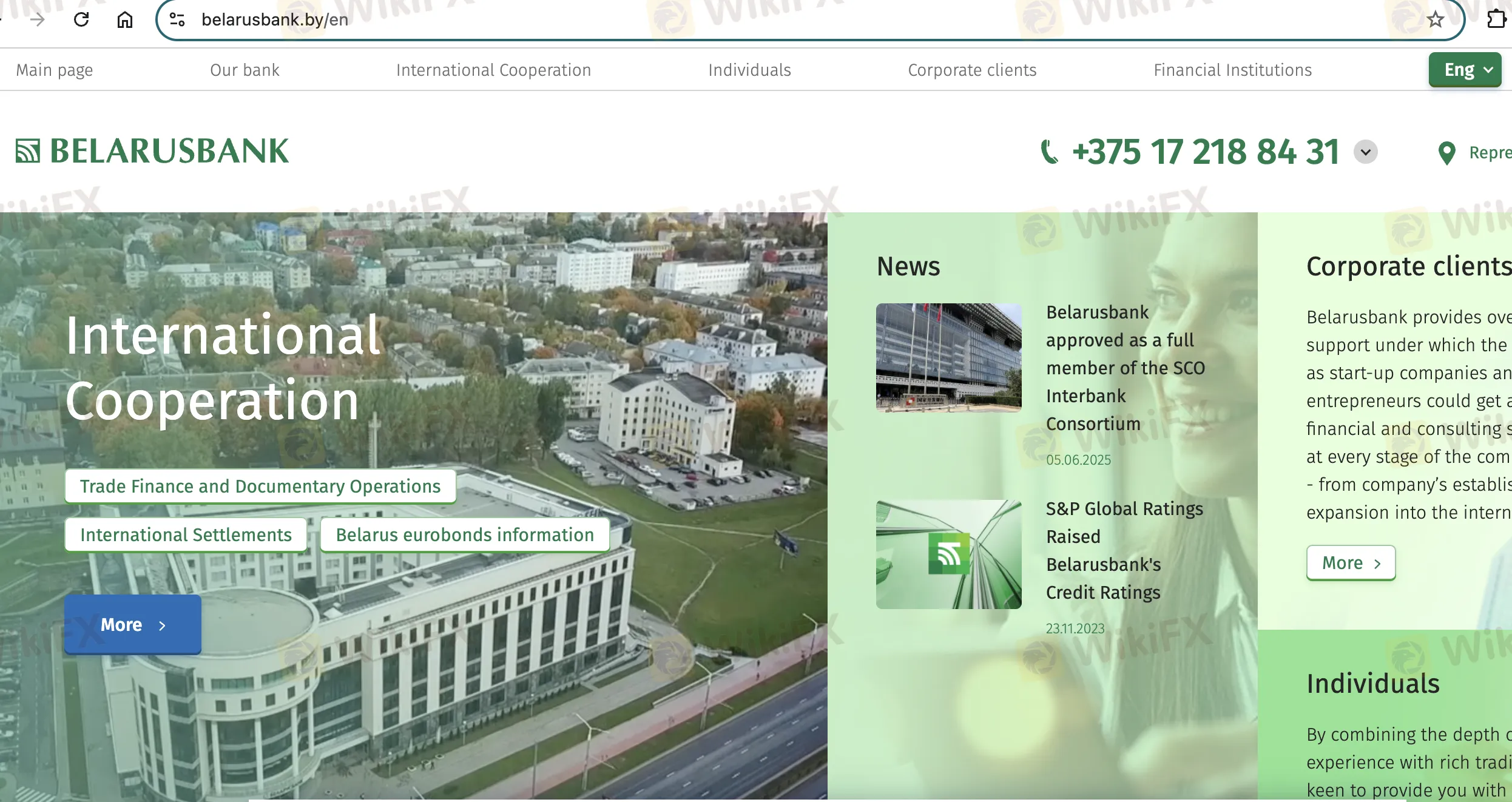 Page d'accueil de Belarusbank Page d'accueil de Belarusbank
