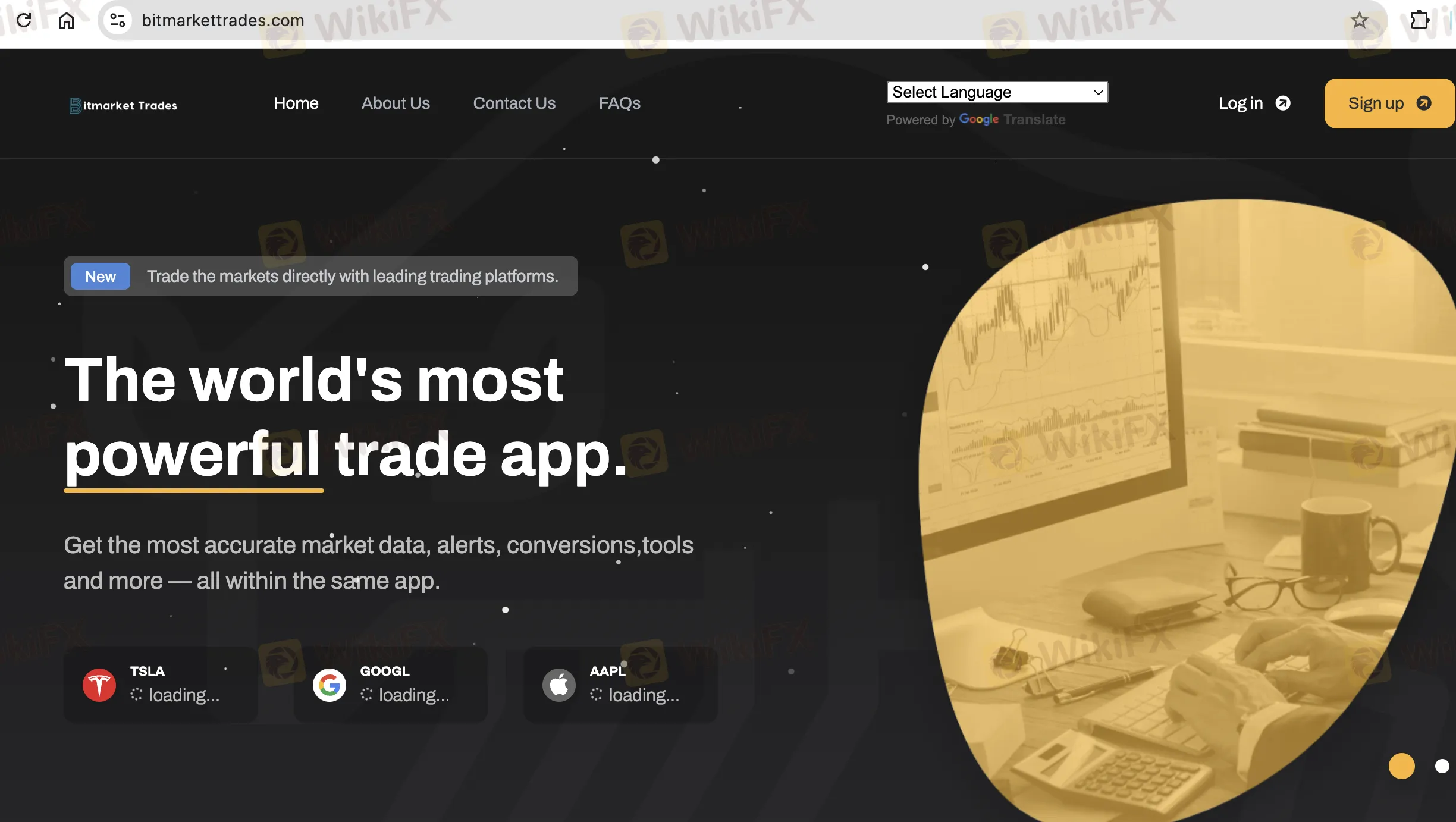 Bitmarket Trades' homepage