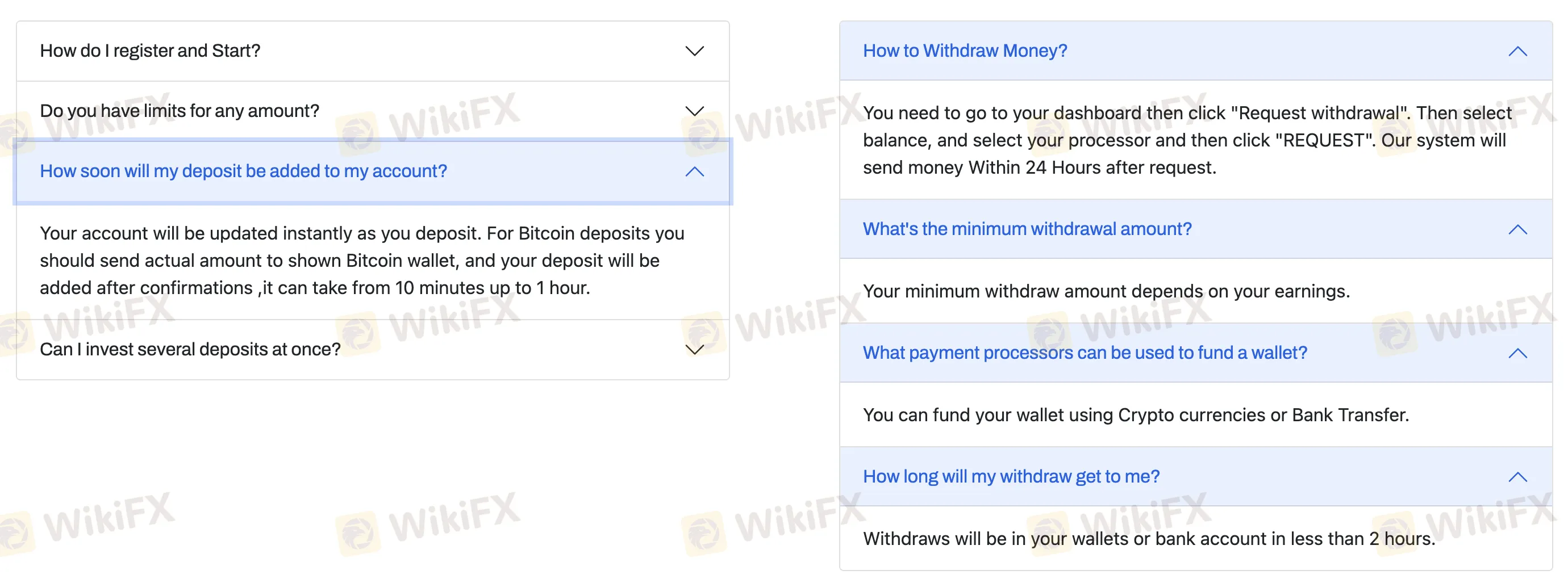 Deposit and Withdrawal