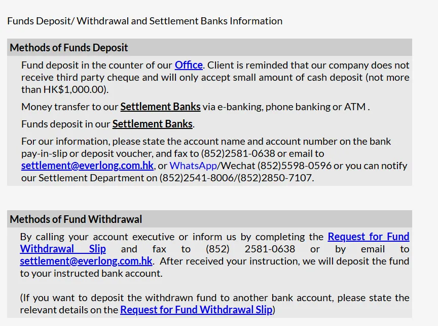 Deposit and Withdrawal