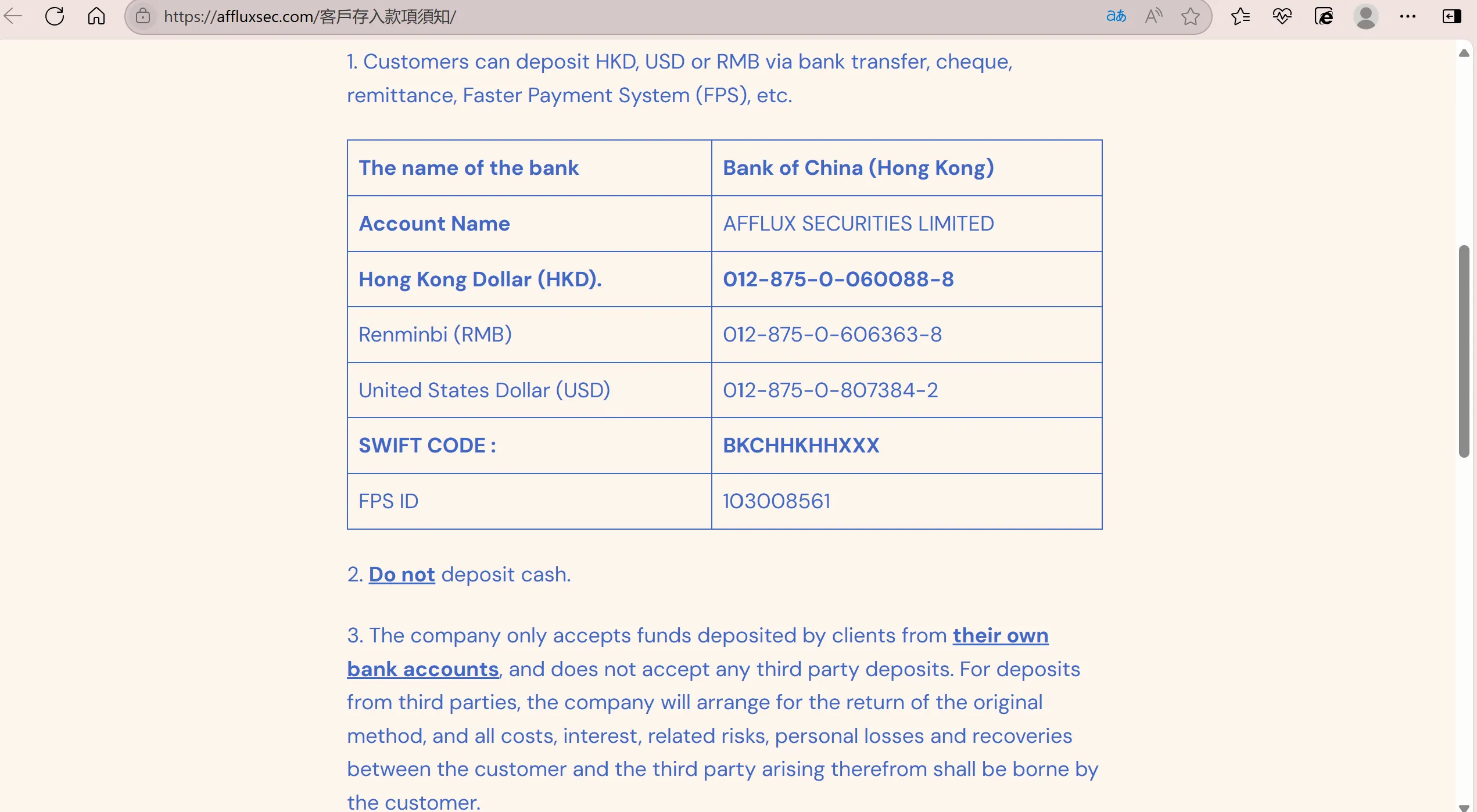 Deposit and Withdrawal Deposit and Withdrawal
